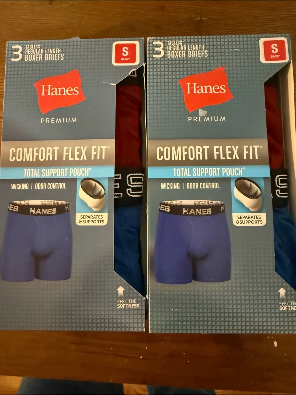 Hanes Premium Comfort Flex Fit 6 Boxer Briefs Reg Length Small Tagless